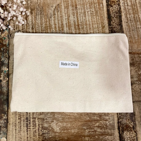 Be Happy Be Kind Canvas Makeup Pouch Zippered 9” x 6” - Picture 2 of 9